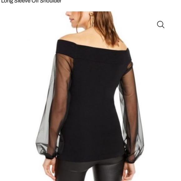 New off the shoulder sheer sleeve fitted black top - Picture 2 of 8